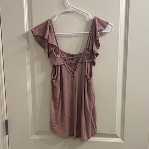 Charlotte Russe Mauve Ruffle Strap Blouse